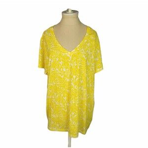 Gap Women's Favorite T Tee Shirt Top Short Sleeve Basic Yellow Tropical  2XL